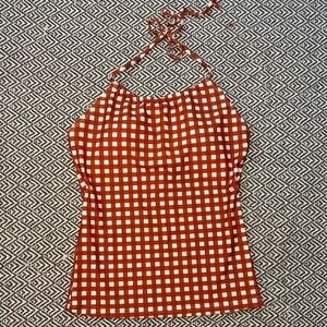 Lime Ricki Gingham Tankini Halter Top